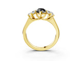 Yellow gold Fancy Black Marquise Cut Three-Stone Diamond Ring with Prong Setting on a Classic Band_15