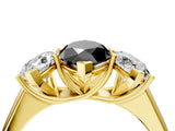 Yellow gold Fancy Black Marquise Cut Three-Stone Diamond Ring with Prong Setting on a Classic Band_16