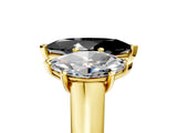 Yellow gold Fancy Black Marquise Cut Three-Stone Diamond Ring with Prong Setting on a Classic Band_17