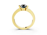 Yellow gold Fancy Black Oval Cut Brilliant Channel-Set Diamond Ring with Bezel Prong Setting_3