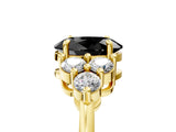 Yellow gold Fancy Black Oval Cut Brilliant Diamond Cluster Accent Solitaire Ring with Prong Setting_5