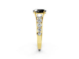 Yellow gold Fancy Black Oval Cut Brilliant Diamond Pavé Band with Six-Prong Setting_14