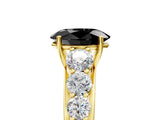 Yellow gold Fancy Black Oval Cut Brilliant Diamond Pavé Band with Six-Prong Setting_17
