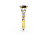 Yellow gold Fancy Black Oval Cut Brilliant Diamond Pavé Band with Six-Prong Setting_2