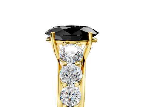 Yellow gold Fancy Black Oval Cut Brilliant Diamond Pavé Band with Six-Prong Setting_5
