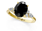 Yellow gold Fancy Black Oval Cut Brilliant Diamond Solitaire Ring with Pear Side Stones and Four-Prong Setting_4