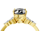 Yellow gold Fancy Black Oval Cut Brilliant Diamond Solitaire Ring with Pear Side Stones and Four-Prong Setting_7
