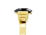 Yellow gold Fancy Black Oval Cut Brilliant Solitaire Diamond Ring with Channel Set Band and Bar Prong Setting_5