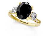 Yellow gold Fancy Black Oval Cut Brilliant Three-Stone Diamond Ring with Pavé Band and Four-Prong Setting_28