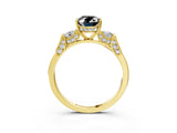 Yellow gold Fancy Black Oval Cut Brilliant Three-Stone Pave Band with Four-Prong Setting_3