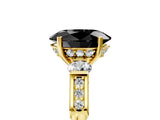 Yellow gold Fancy Black Oval Cut Brilliant Three-Stone Pave Band with Four-Prong Setting_5