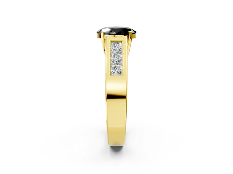 Yellow gold Fancy Black Oval Cut Cut Channel Set Solitaire Ring with Four-Prong Setting_2