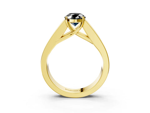 Yellow gold Fancy Black Oval Cut Cut Channel Set Solitaire Ring with Four-Prong Setting_3