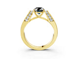 Yellow gold Fancy Black Oval Cut Cut Diamond Channel Set Solitaire Ring with Four-Prong Setting_3