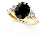 Yellow gold Fancy Black Oval Cut Cut Diamond Cluster Ring with Solitaire Band and Four-Prong Setting_1