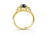 Yellow gold Fancy Black Oval Cut Cut Diamond Cluster Ring with Solitaire Band and Four-Prong Setting_3