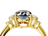 Yellow gold Fancy Black Oval Cut Cut Diamond Cluster Ring with Solitaire Band and Four-Prong Setting_4