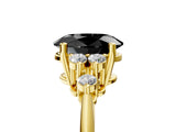 Yellow gold Fancy Black Oval Cut Cut Diamond Cluster Ring with Solitaire Band and Four-Prong Setting_5