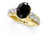 Yellow gold Fancy Black Oval Cut Cut Diamond Engagement Ring with Pavé Band and Four-Prong Setting_1