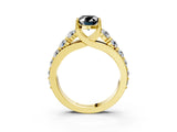 Yellow gold Fancy Black Oval Cut Cut Diamond Engagement Ring with Pavé Band and Four-Prong Setting_3