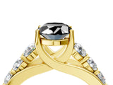 Yellow gold Fancy Black Oval Cut Cut Diamond Engagement Ring with Pavé Band and Four-Prong Setting_4