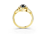 Yellow gold Fancy Black Oval Cut Cut Diamond Halo Engagement Ring with Open Split Pavé Band_3