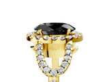 Yellow gold Fancy Black Oval Cut Cut Diamond Halo Engagement Ring with Open Split Pavé Band_5