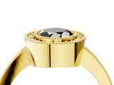 Yellow gold Fancy Black Oval Cut-Cut Diamond Halo Engagement Ring with Pave Band and Prong Setting_4