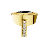 Yellow gold Fancy Black Oval Cut-Cut Diamond Halo Engagement Ring with Pave Band and Prong Setting_5