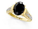 Yellow gold Fancy Black Oval Cut Cut Diamond Pavé Band Solitaire with Four-Prong Setting_1