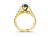 Yellow gold Fancy Black Oval Cut Cut Diamond Pavé Band Solitaire with Four-Prong Setting_3