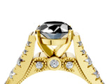 Yellow gold Fancy Black Oval Cut Cut Diamond Pavé Band Solitaire with Four-Prong Setting_4