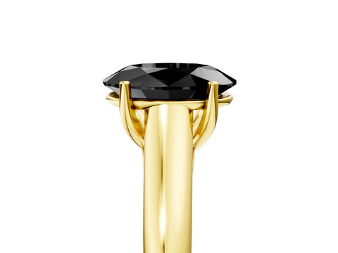 Yellow gold Fancy Black Oval Cut Cut Diamond Solitaire Engagement Ring with Tapered Plain Band and Four-Prong Setting_5