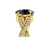 Yellow gold Fancy Black Oval Cut Cut Diamond Twisted Band with Milgrain Pave Setting and Four-Prong Setting_5