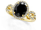Yellow gold Fancy Black Oval Cut Cut Halo Diamond Infinity Band with Four-Prong Setting_1