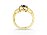 Yellow gold Fancy Black Oval Cut Cut Halo Diamond Infinity Band with Four-Prong Setting_3