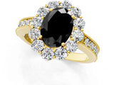 Yellow gold Fancy Black Oval Cut Cut Halo Diamond Pavé Engagement Ring with Milgrain Detailing_1