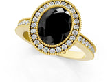 Yellow gold Fancy Black Oval Cut Cut Halo Pavé Diamond Ring_1