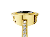 Yellow gold Fancy Black Oval Cut Cut Halo Pavé Diamond Ring_5