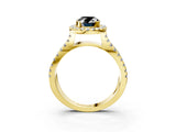 Yellow gold Fancy Black Oval Cut Cut Halo Split Shank Pave Set Ring_3