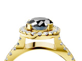 Yellow gold Fancy Black Oval Cut Cut Halo Split Shank Pave Set Ring_4