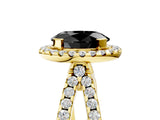Yellow gold Fancy Black Oval Cut Cut Halo Split Shank Pave Set Ring_5