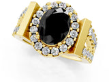 Yellow gold Fancy Black Oval Cut Cut Halo Split Shank Prong Set Ring_1