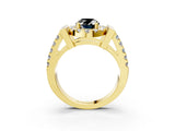 Yellow gold Fancy Black Oval Cut Cut Halo Split Shank Prong Set Ring_3