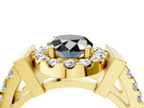 Yellow gold Fancy Black Oval Cut Cut Halo Split Shank Prong Set Ring_4