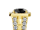 Yellow gold Fancy Black Oval Cut Cut Halo Split Shank Prong Set Ring_5