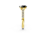 Yellow gold Fancy Black Oval Cut Cut Pavé Band Solitaire Ring with Four-Prong Setting_2