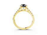 Yellow gold Fancy Black Oval Cut Cut Pavé Band Solitaire Ring with Four-Prong Setting_3