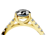 Yellow gold Fancy Black Oval Cut Cut Pavé Band Solitaire Ring with Four-Prong Setting_4