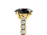 Yellow gold Fancy Black Oval Cut Cut Pavé Band Solitaire Ring with Four-Prong Setting_5